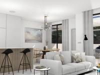 Living room in white townhouse